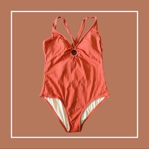 Kona Sol Orange Keyhole Sexy One Piece Swimsuit —XL